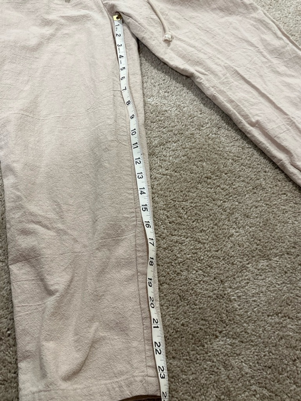 Light Beige Drawstring Wide-Leg Pants - Picture 2 of 4